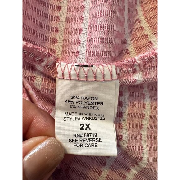 Notations Women Size 2X Tie Waist Button Up Shimmer Textured Stripe NWT - Picture 4 of 8